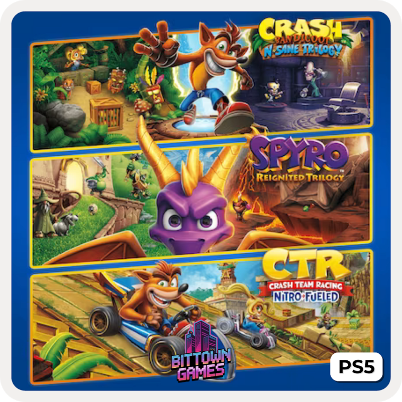 Pacote Triplo Crash + Spyro + Crash Team Racing PS5 Mídia Digital